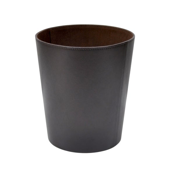 Brown Faux Leather Collection Waste Bin Dunelm