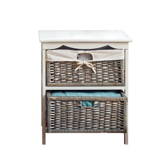 Grey Split Willow 2 Drawer Tower