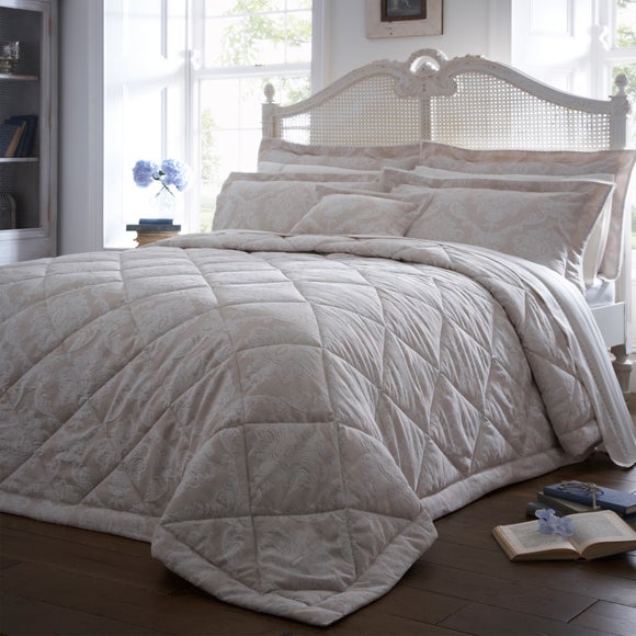 Dorma Natural Aveline Collection Quilted Throw | Dunelm
