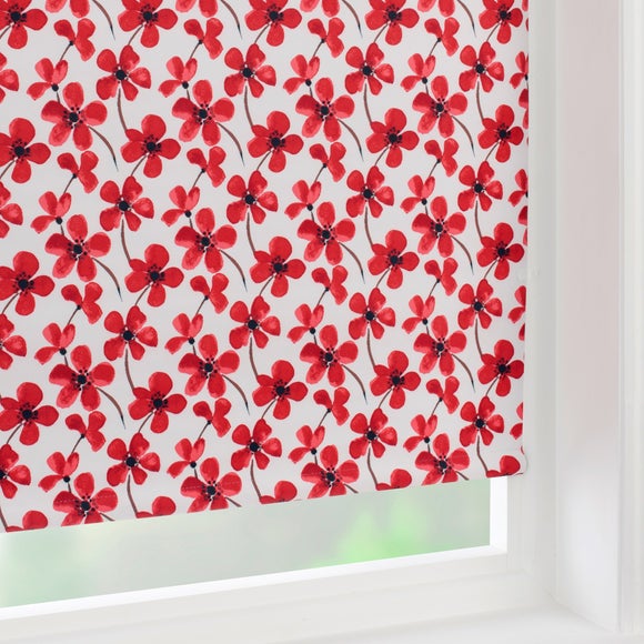 Red Painted Poppy Collection Blackout Roller Blind