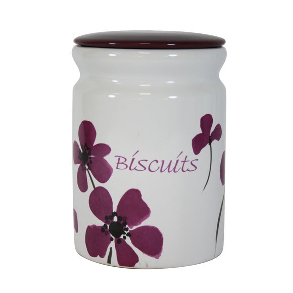 Plum Painted Poppy Collection Biscuit Storage Jar