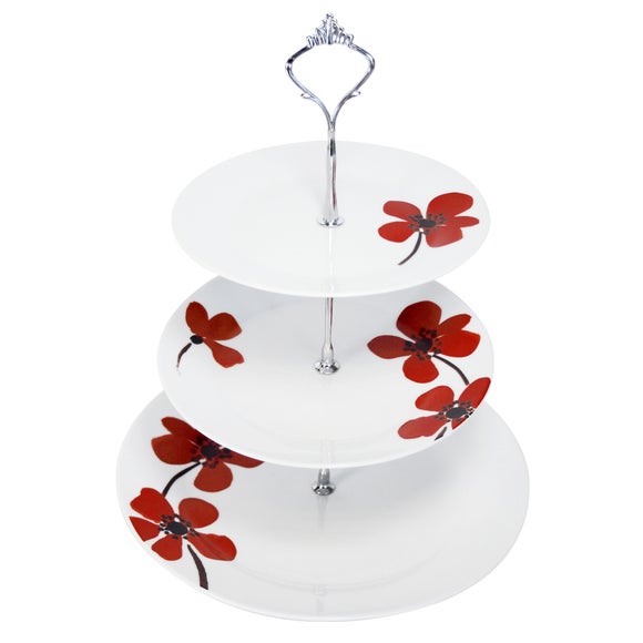 Poppy Flower Tiered Cake Stand Poppy Flower Tiered Cake Stand