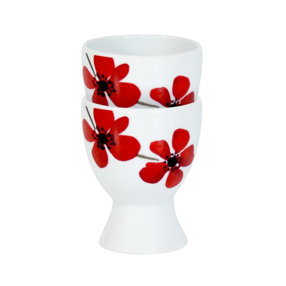Red Painted Poppy Collection Set of 2 Egg Cups
