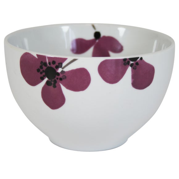 Plum Painted Poppy Collection Rice Bowl