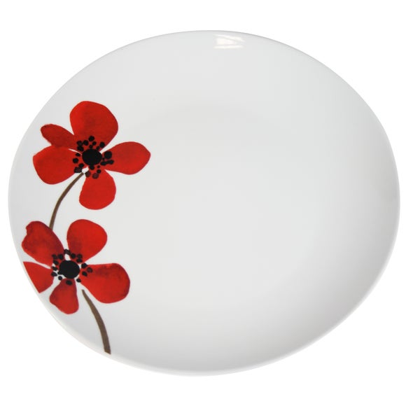Red Painted Poppy Collection Round Dinner Plate