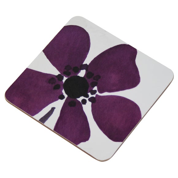 Plum Painted Poppy Collection Set of 4 Coasters
