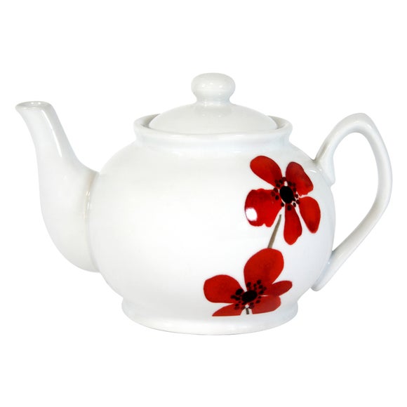Red Painted Poppy Collection Teapot