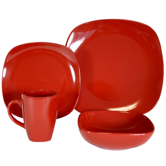 Red Simply Square 16 Piece Dinner Set