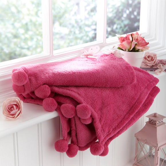 Kids Pom Pom Fleece Throw
