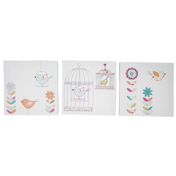 Kids Tweet Tweet Collection Set of 3 Canvases
