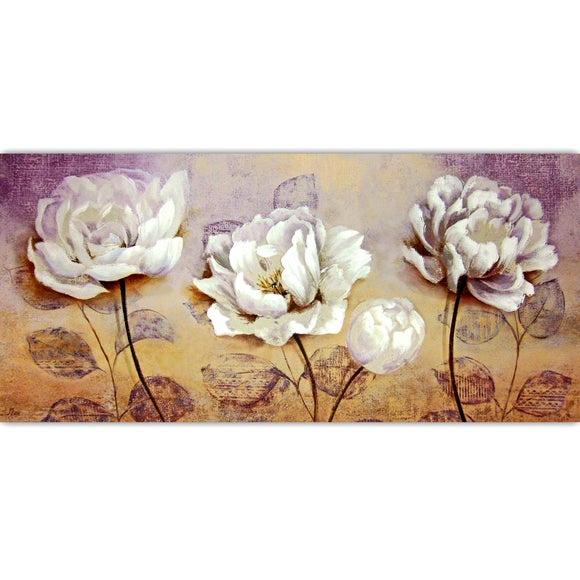 Textured Peony Hand Painted Canvas Dunelm