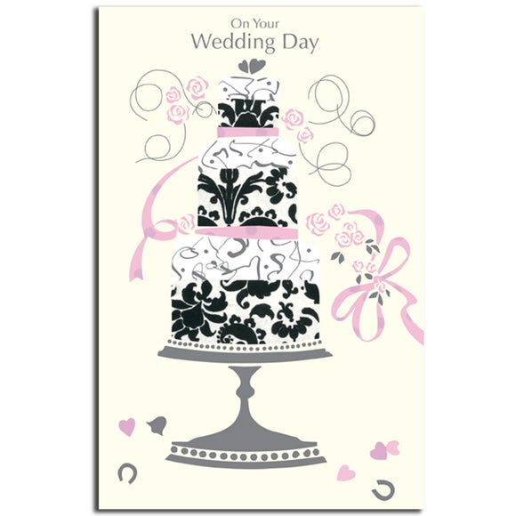 Paper Rose Wedding Cake Card