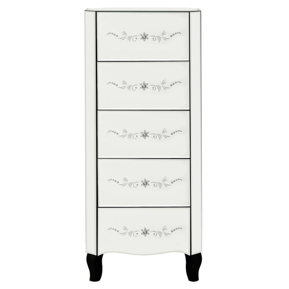 Parisian Mirrored 5 Drawer Tallboy