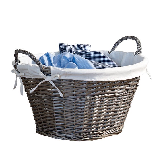 Grey Split Willow Oval Basket