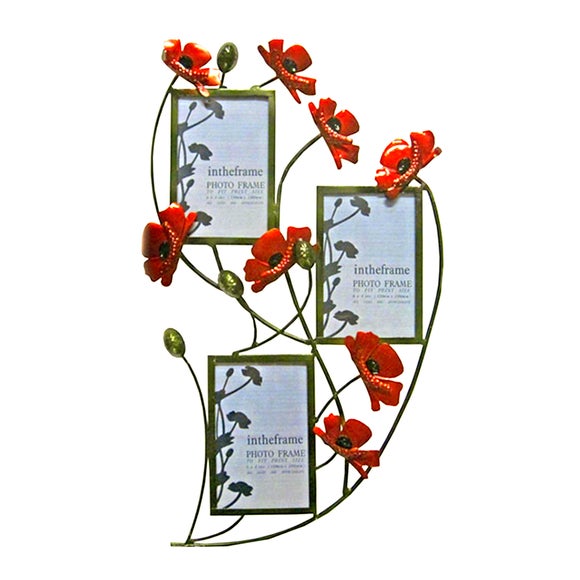 Red Poppy 3 Aperture Photo Frame Dunelm