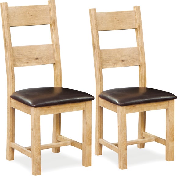 Harrogate Pair of Oak Padded Dining Chairs