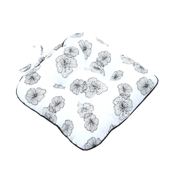 Black & White Ava Flower Collection Seat Pad