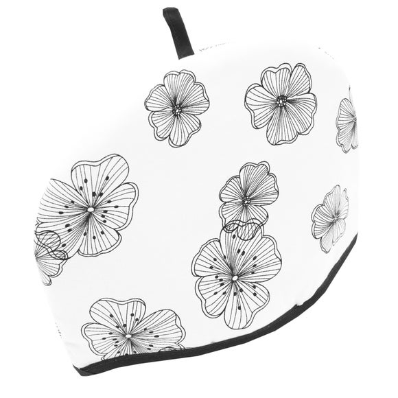 Black & White Ava Flower Collection Tea Cosy