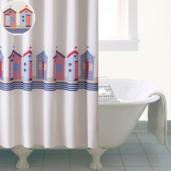 Beach Huts Shower Curtain Dunelm