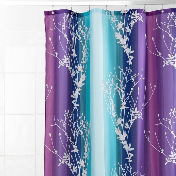 Purple Floral Shower Curtain