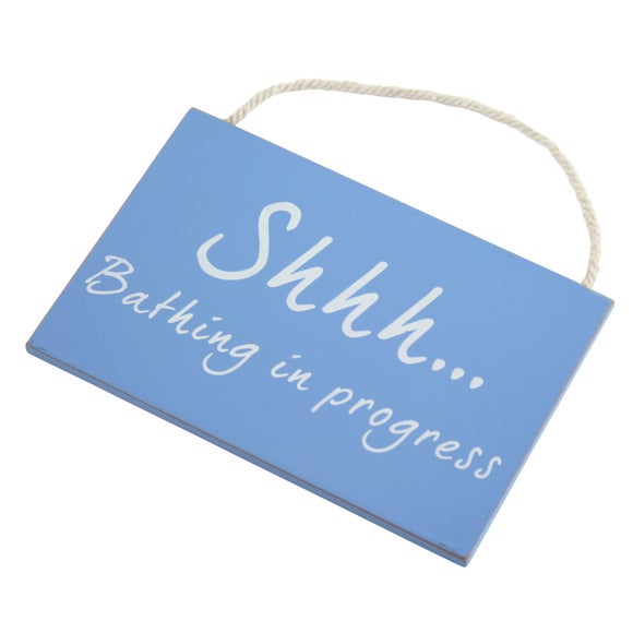 Blue Hanging Wooden SHHH Sign