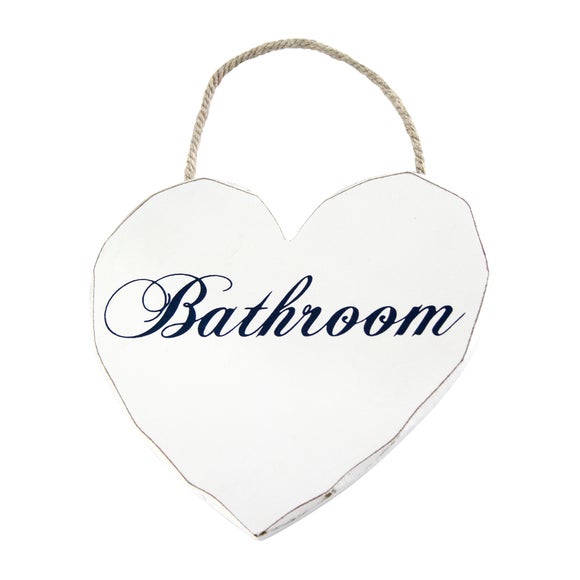 Vintage Collection Hanging Heart Bathroom Sign