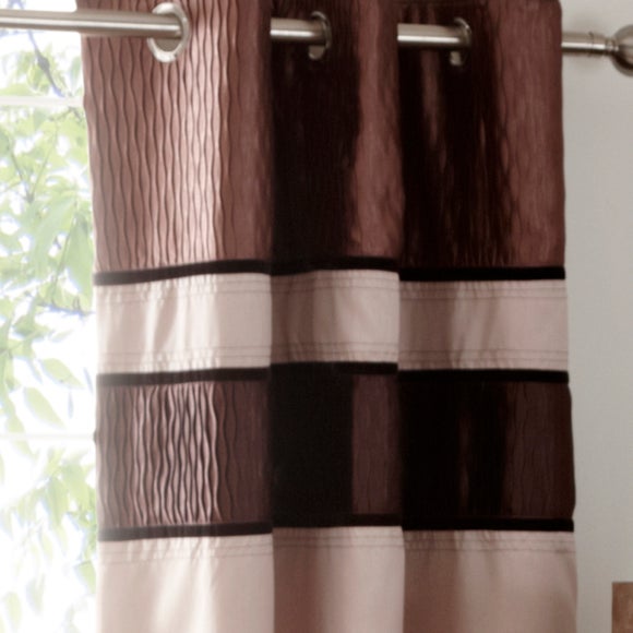Mocha Manhattan Lined Eyelet Curtains