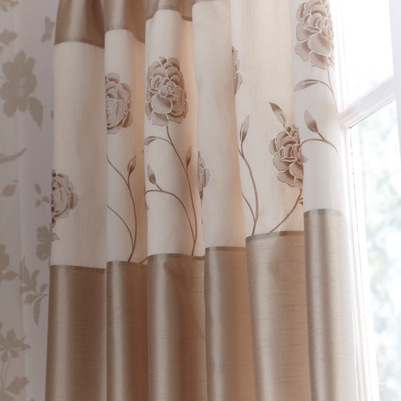 Gold Quilted Rose Thermal Pencil Pleat Curtains
