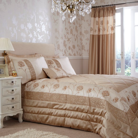 Gold Quilted Rose Collection Bedspread