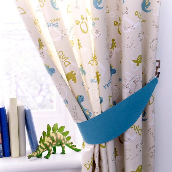 Kids Roaring Dino Blackout Pencil Pleat Curtains