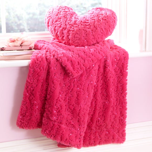 Fuschia Sequin Fur Throw