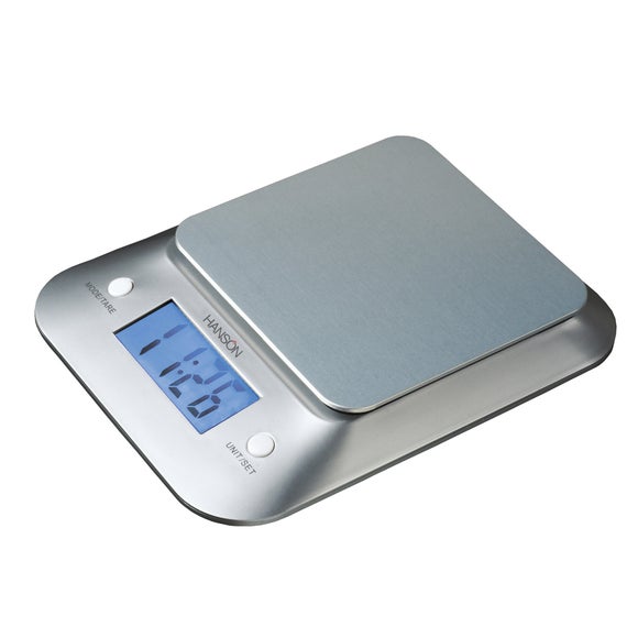 Hanson H006 Electronic Kitchen Scale with Clock and Blue Back Light