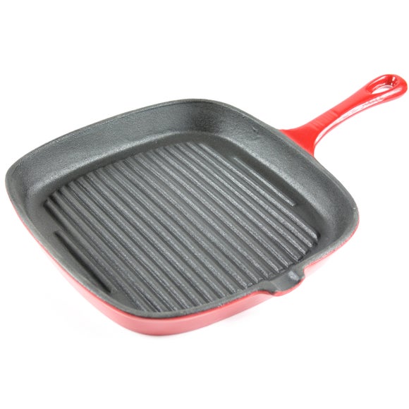 Red Spectrum Collection Cast Iron Grill Pan Dunelm