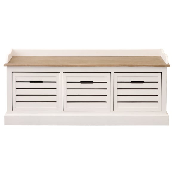 Bretagne White 3 Drawer Storage Bench