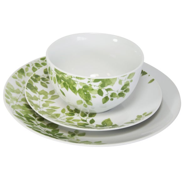 Green Autumn Leaves Collection 12 Piece Dinner Set
