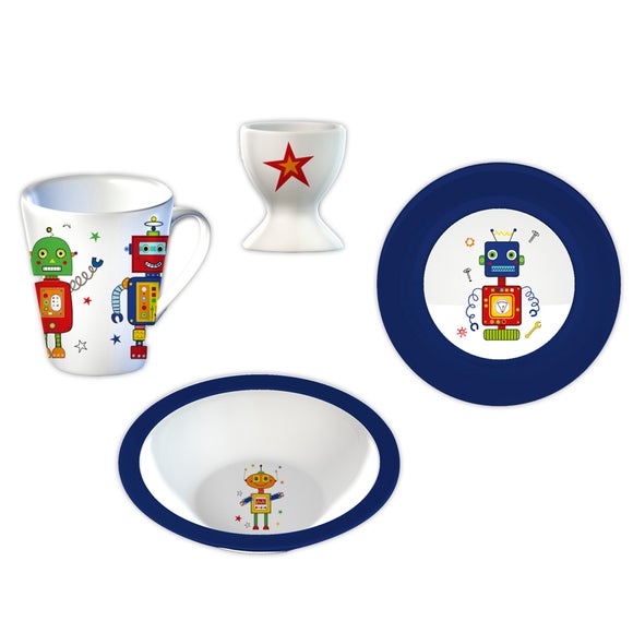 Kids Robots 4 Piece Breakfast Set