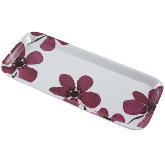 Plum Painted Poppy Collection Melamine Tray
