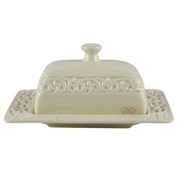 Cream Rochelle Collection Butter Dish
