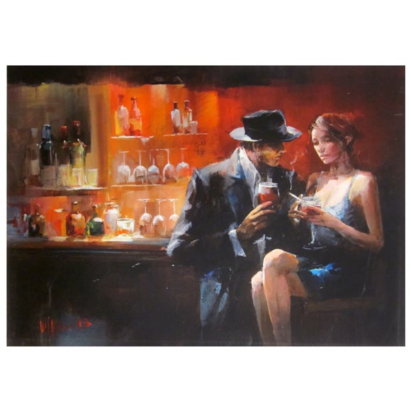 Drinks At The Bar Printed Canvas