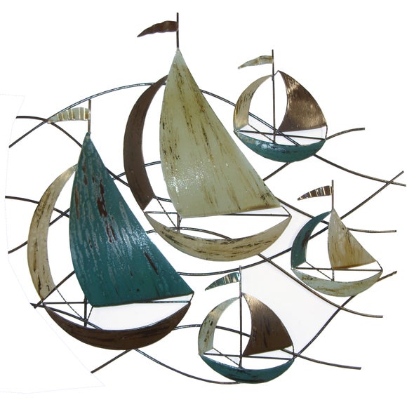 Waves and Ships Metal Art