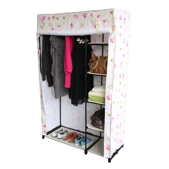 Floral Collection Cotton Wardrobe with Shelves