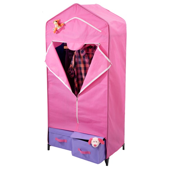 Kids Pink Non Woven Collection Wardrobe