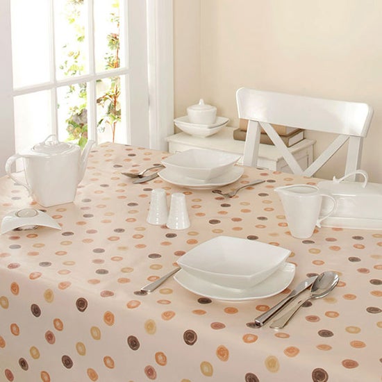 Natural Country Spots Collection Round PVC Tablecloth Dunelm