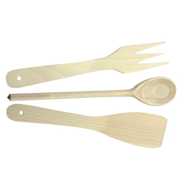 Beechwood Utensil Set Dunelm