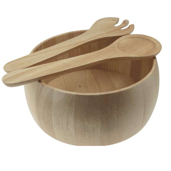 Wooden Salad Bowl and Servers