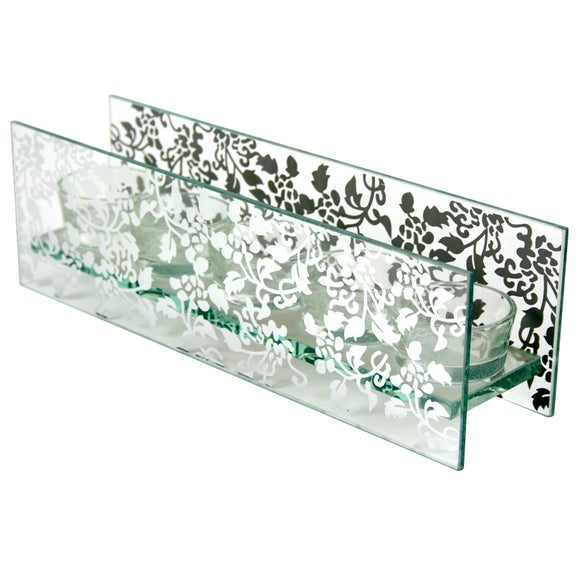 Grey Glass Tea Light Holder