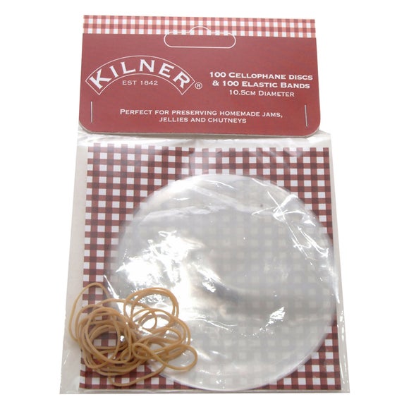 Kilner Pack of 100 Cellophane Discs with Bands