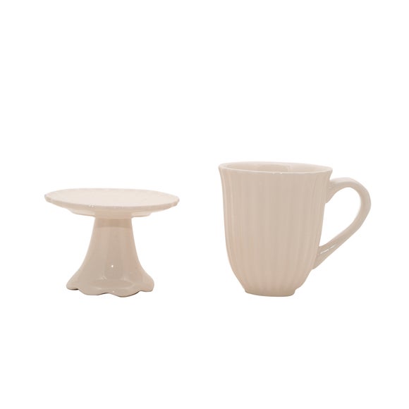 Rayware Cream Afternoon Tea Muffin Stand and Mug Set