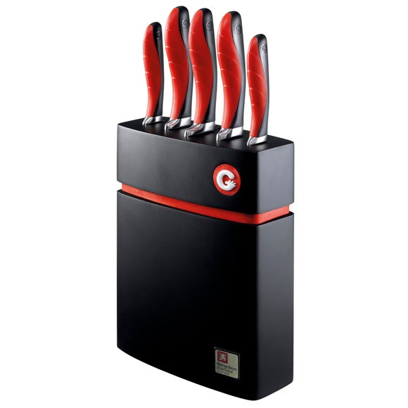 Gripi Red 5 Piece Knife Block Set