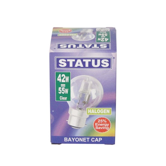 Status Halogen Energy Saver BC 42 Watt Globe Bulb